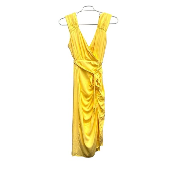 La Maison TALULAH Radiance Gathered Belted Midi Dress L Butter Yellow Sweetheart - Picture 3 of 9